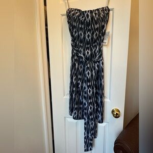 Blue ikat strapless dress from Athleta, size 14, NWT